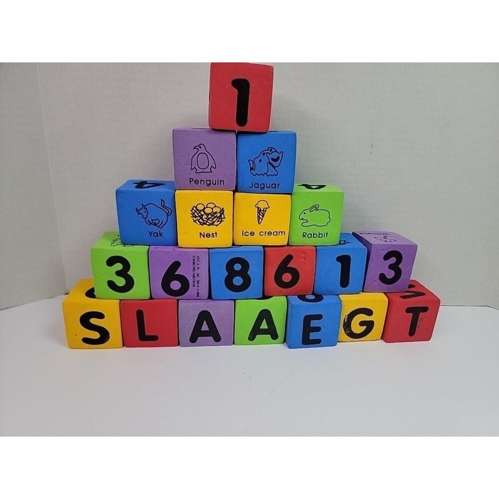 Toys R Us Soft Foam Alphabet Number Animal Blocks Lot 23 Toddler Learning